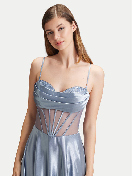 Hey Kyla Hey Kyla Sukienka wieczorowa 5AG019HK Błękitny Slim Fit