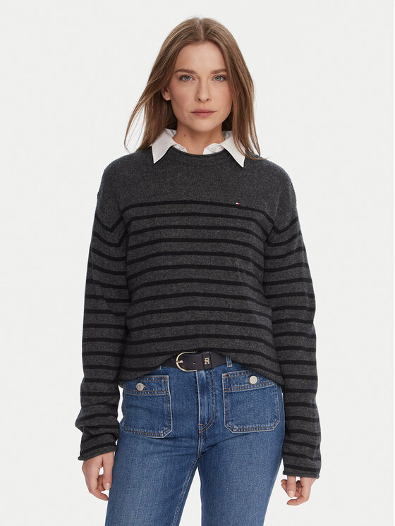 Tommy Hilfiger Tommy Hilfiger Megztinis WW0WW46438 Pilka Regular Fit