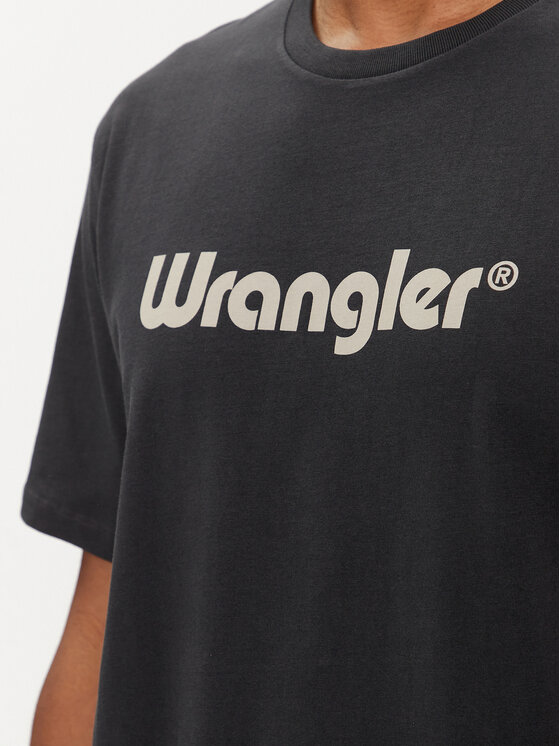 Wrangler Wrangler T-Shirt Logo 112350526 Czarny Regular Fit