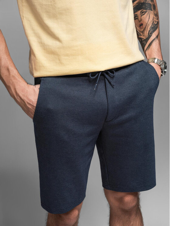 Ombre Ombre Szorty materiałowe OM-SRCS-0168 Granatowy Slim Fit