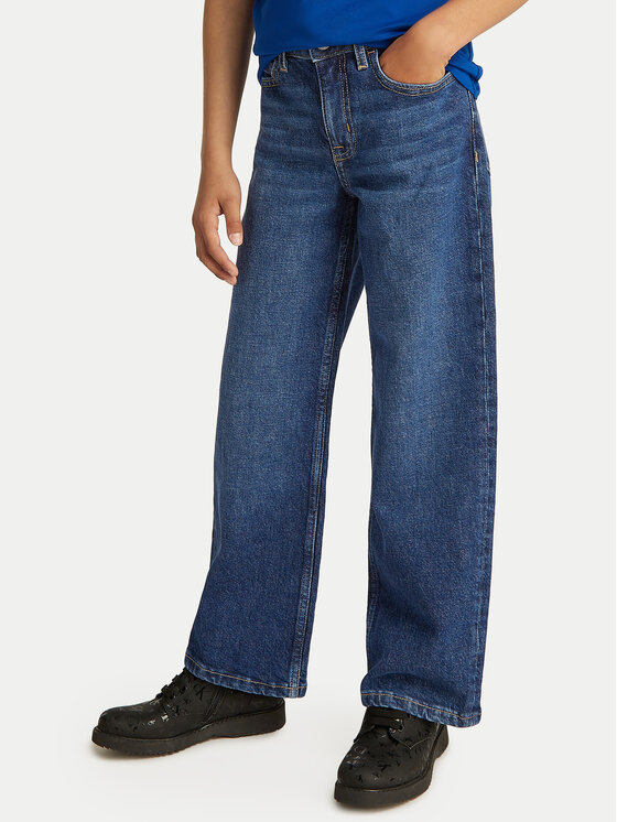 Calvin Klein Jeans Calvin Klein Jeans Jeans hlače IG0IG02710 Mornarsko modra Wide Leg