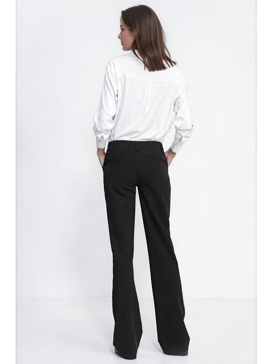 NIFE NIFE Kalhoty z materiálu SD149 Černá Bootcut Fit