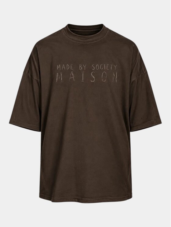 MADE BY SOCIETY MADE BY SOCIETY T-Shirt L’Essentiel - T17471 Brązowy Basic Fit
