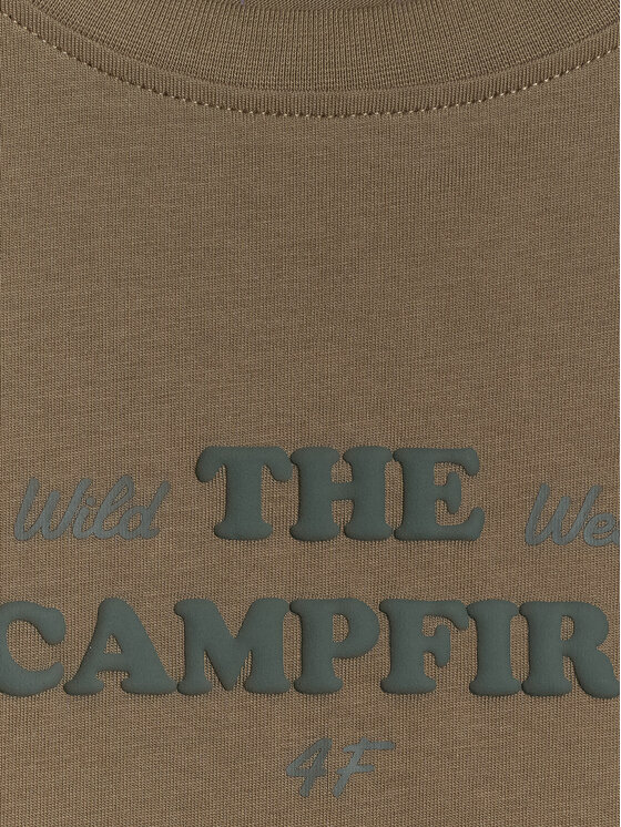 4F 4F T-Shirt HIKING TRIP Khaki Loose Fit