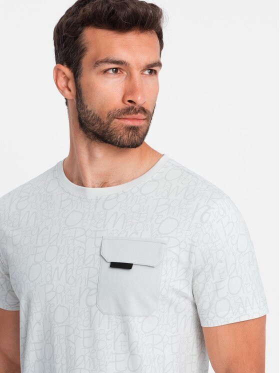 Ombre Ombre T-Shirt S2042 Szary jasny Regular Fit