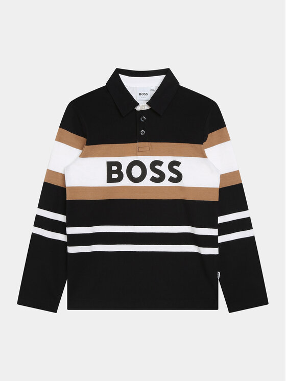 Тениска с яка и копчета Boss