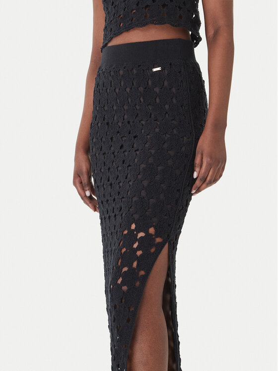 Fracomina Fracomina Midi szoknya FR26SG4008K488R6 Fekete Slim Fit