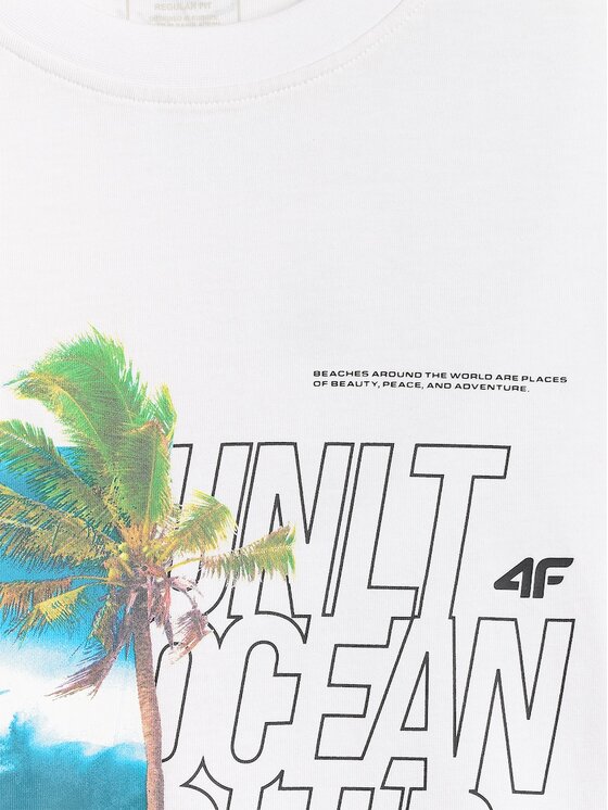 4F 4F T-Shirt 4FRSS26TTSHM4303-10S Biały Regular Fit