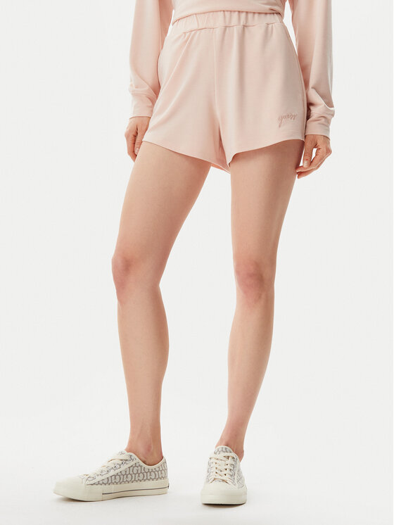 Guess Guess Pantalon scurți din material O5GD06 KCQP2 Roz Regular Fit