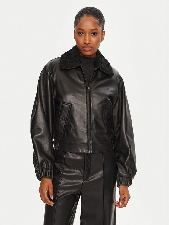 Serge Pariente Serge Pariente Giacca di pelle Audrey Nero Relaxed Fit