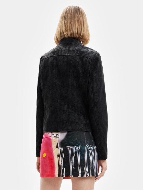 Desigual Desigual Jakna od imitacije kože Detroit 23SWEW02 Crna Regular Fit