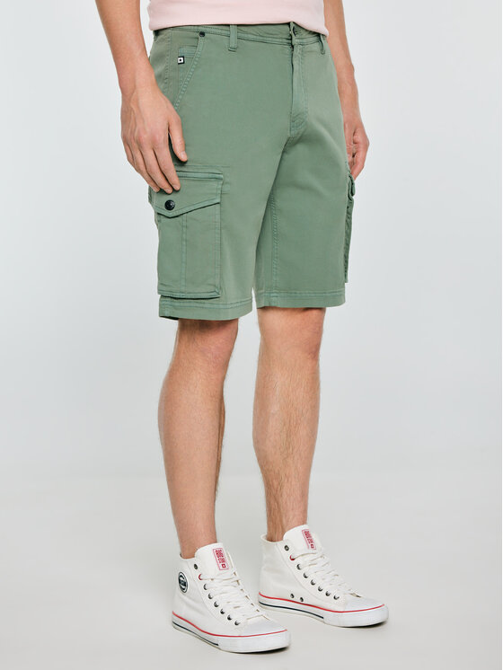 BIG STAR BIG STAR Szorty jeansowe MORRISE Zielony Cargo Fit