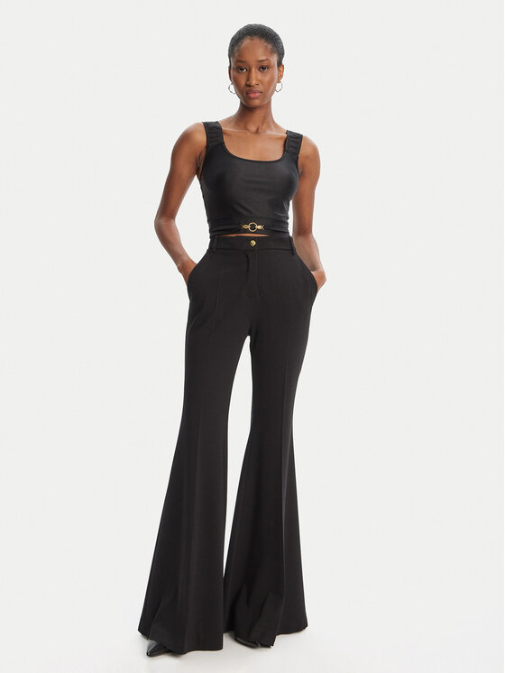 Just Cavalli Just Cavalli Τοπ Crop Element 79PAM2A6 Μαύρο Slim Fit