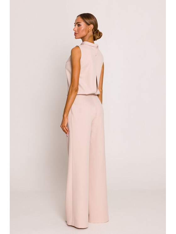 Made of Emotion Made of Emotion Kombinezon M382 Beżowy Wide Leg