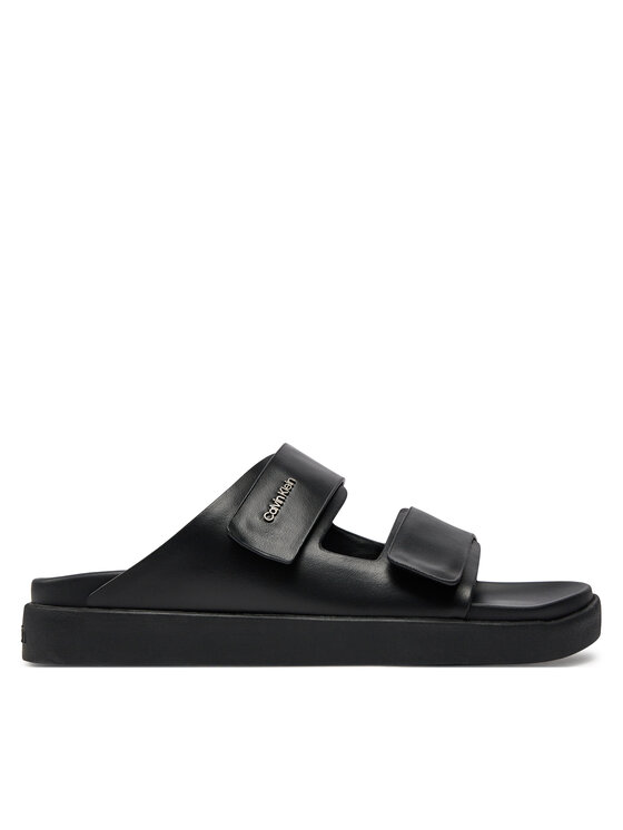 Şlapi Calvin Klein Flat Adj Slide Calvin Mtl Lth HW0HW01954 Negru