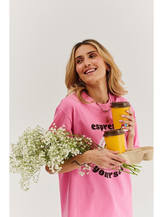 NAOKO NAOKO Tričko Espresso Yourself Ružová Regular Fit