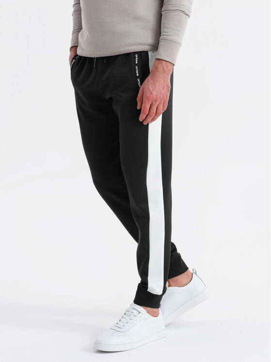 Ombre Ombre Spodnie dresowe OM-PASK-0229 Czarny Regular Fit