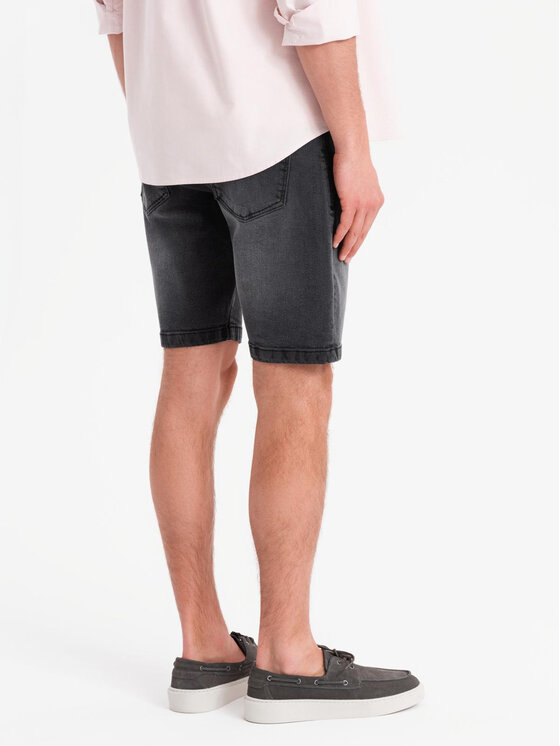 Ombre Ombre Szorty jeansowe OM-SRDS-0171 Czarny Regular Fit