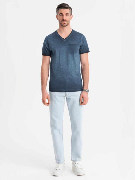 Ombre Ombre T-Shirt OM-TSWT-0242 Granatowy Regular Fit