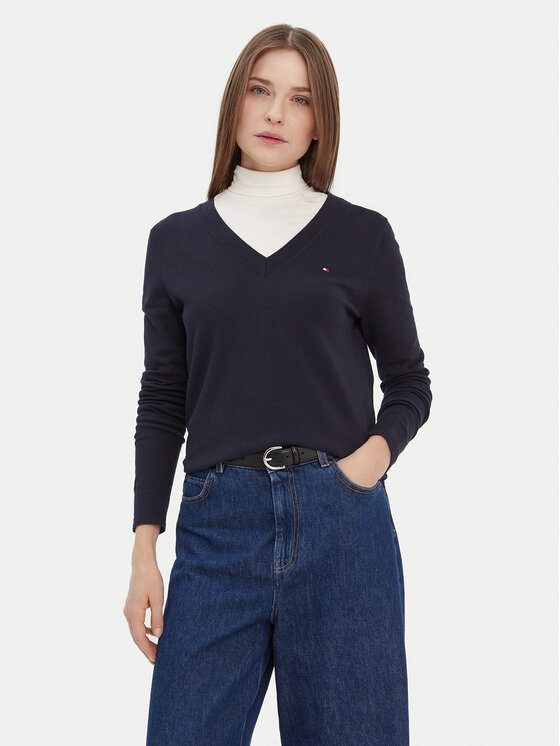 Tommy Hilfiger Tommy Hilfiger Svetr WW0WW42049 Tmavomodrá Regular Fit