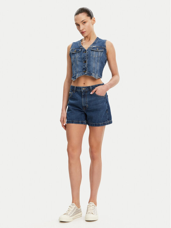 Guess Jeans Guess Jeans Pantaloni scurți de blugi W5GD0S D5O12 Bleumarin Regular Fit