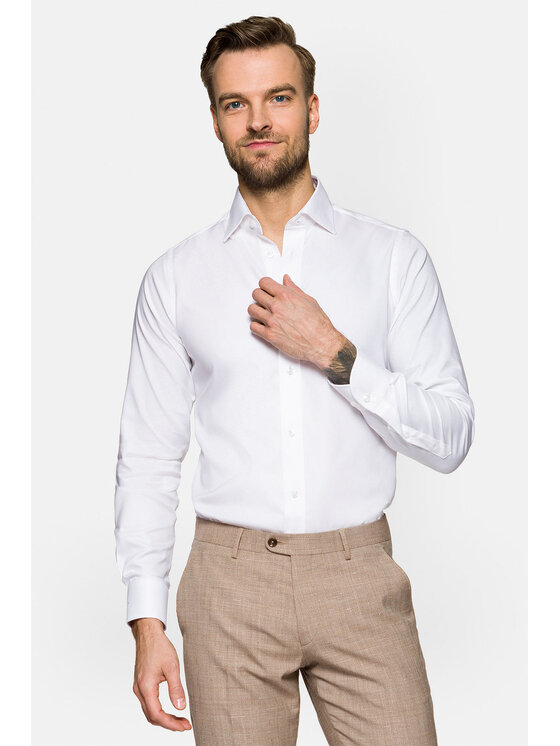 Lancerto Lancerto Koszula KO073122000004 Almansa 2 Biały Slim Fit