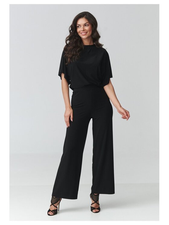 Makadamia Makadamia Komplet bluzka i spodnie M940 Czarny Loose Fit