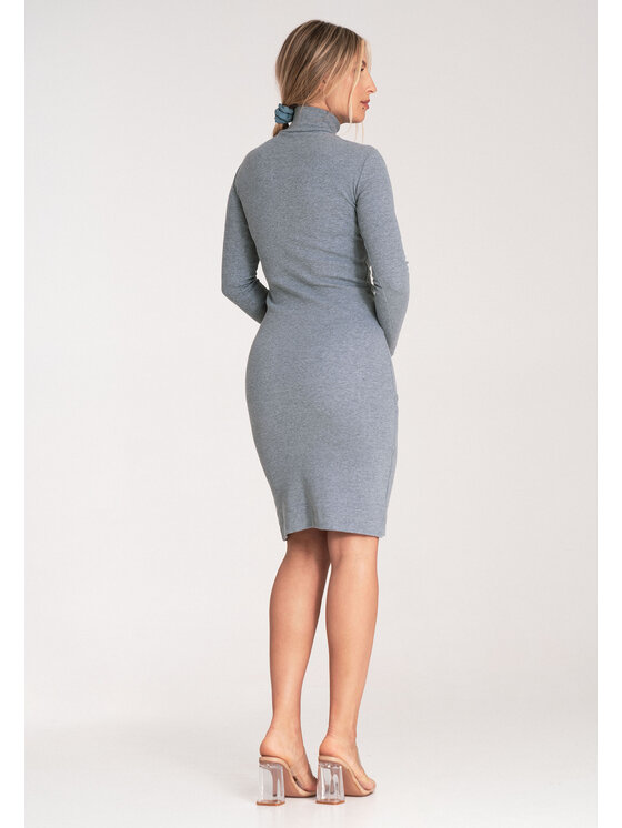 FIGL FIGL Úpletové šaty M1042 Sivá Slim Fit