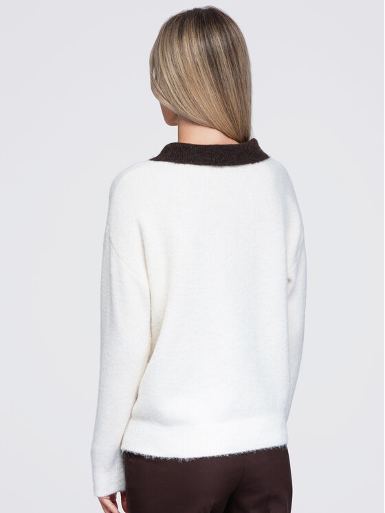 Ombre Ombre Sweter OW-SW-E0015 Beżowy Relaxed Fit