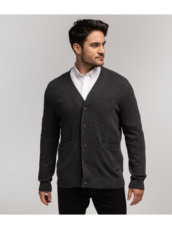 Lee Cooper Lee Cooper Kardigan JUAN 1813 Szary Regular Fit