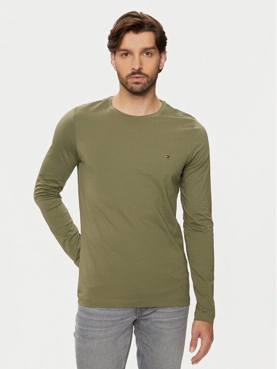 Tommy Hilfiger Longsleeve krekls MW0MW10804 Zaļš Slim Fit