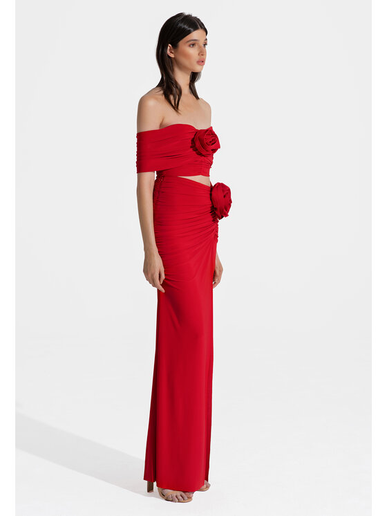 sax35th sax35th Top ROSA Czerwony Slim Fit