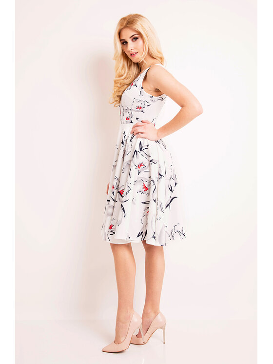 Awama Awama Koktejlové šaty L038 Krémová Basic Fit