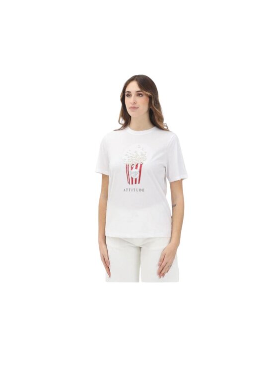 ONLY ONLY T-shirt Maglia onlbust life ss popcorn Bianco Regular Fit