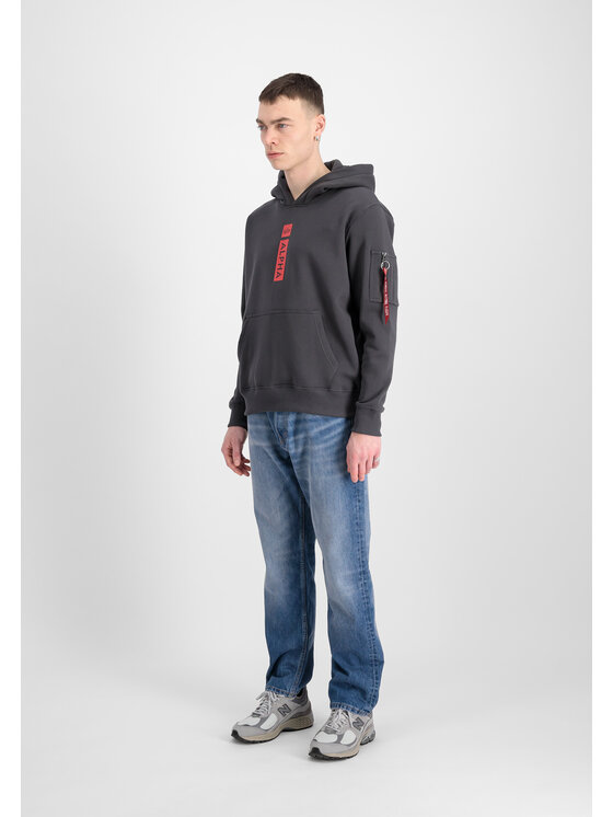 Alpha Industries Alpha Industries Mikina Alpha Puff Print Hoodie Šedá Regular Fit