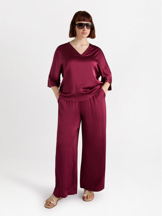 Fiorella Rubino Fiorella Rubino Spodnie materiałowe P092L002268N016 Bordowy Over Fit