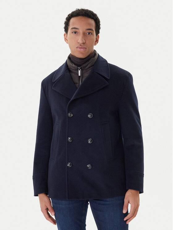 Bugatti Palton de lână 874228-81063 Bleumarin Regular Fit