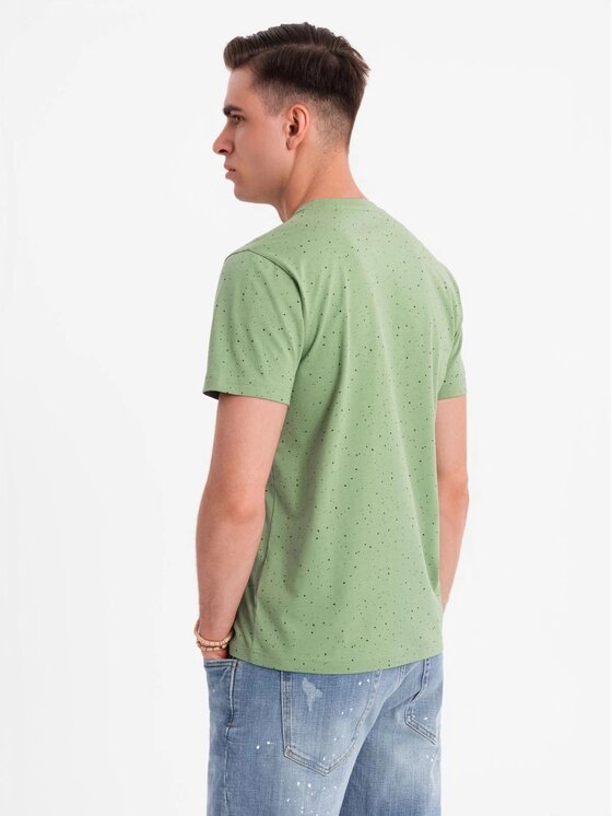 Ombre Ombre T-Shirt OM-TSFP-0186 Zielony Regular Fit