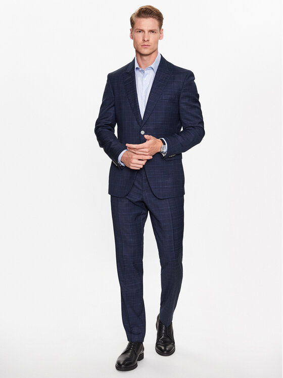 BOSS Slim-fit Suit In A Checked Virgin-wool Blend, 57% OFF