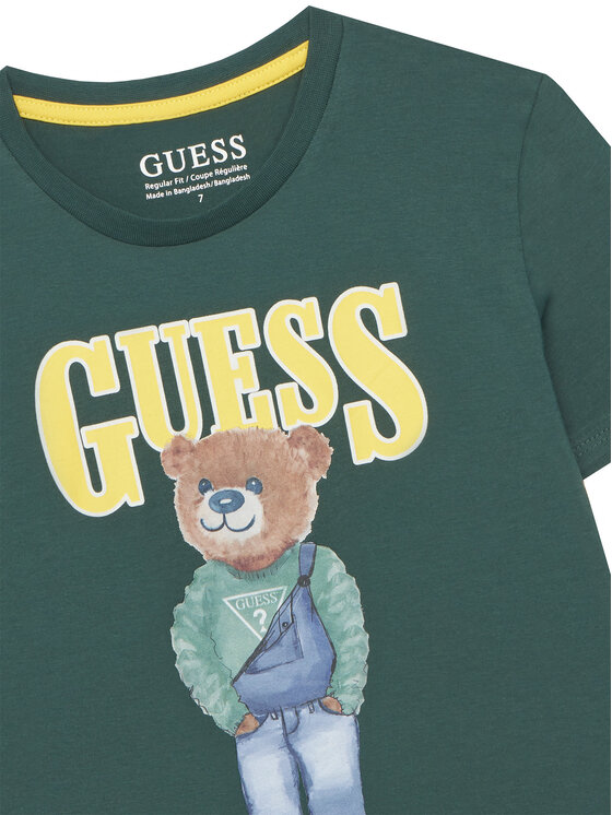 Guess Guess T-Shirt L6RI11 K8HM4 Zielony Regular Fit
