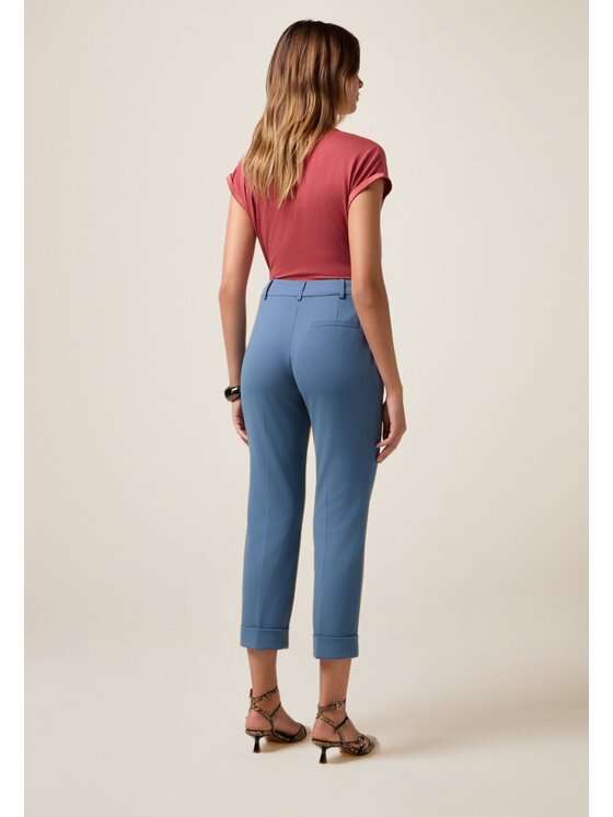 Oltre Oltre Pantaloni di tessuto P079R008667N004 Turchese Regular Fit