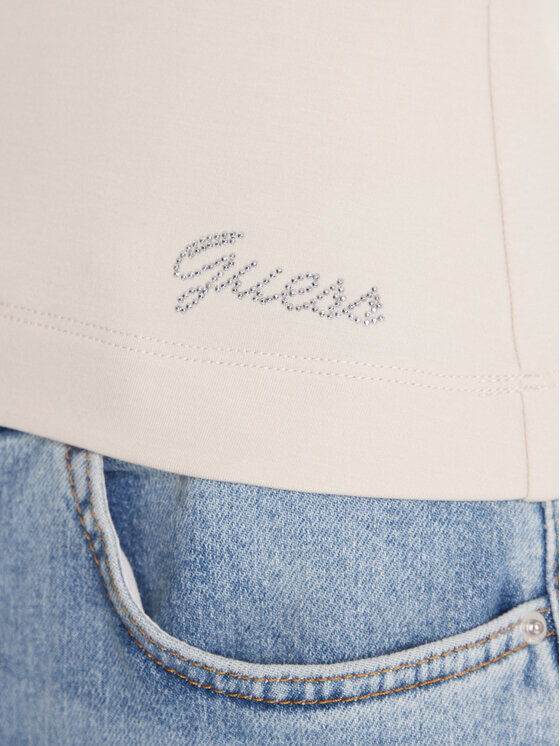Guess Guess Bluză W5BP46 KCYV2 Bej Slim Fit