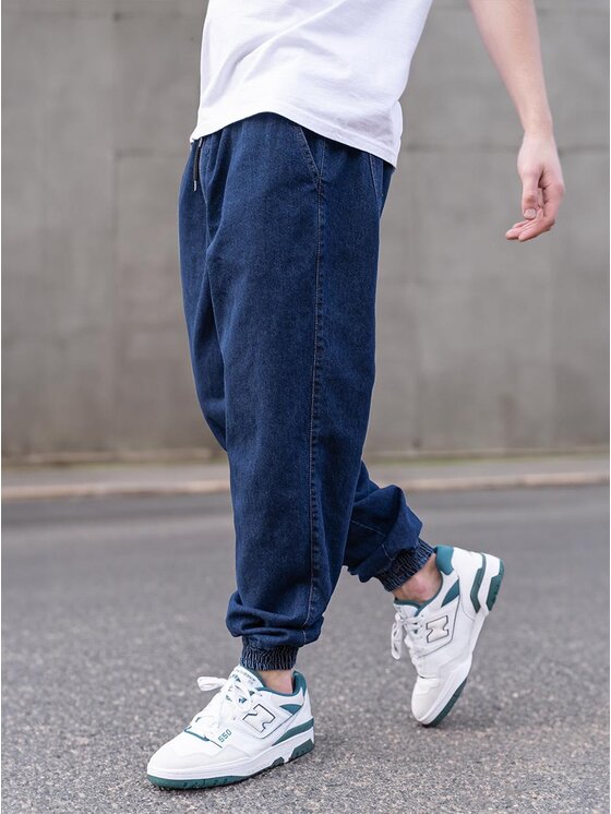 Metoda Sport Metoda Sport Joggery Szerokie Spodnie Jeansowe Baggy Jogger Męskie Ciemne Niebieskie Metoda Sport Laur Pocket 2XL Niebieski Regular Fit