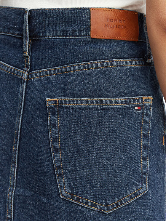 Tommy Hilfiger Tommy Hilfiger Džinsinis sijonas WW0WW45666 Tamsiai mėlyna Straight Fit