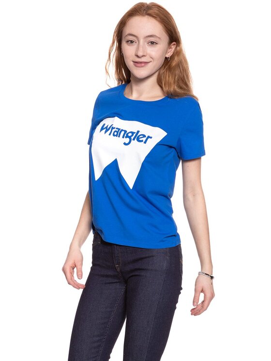 Wrangler Wrangler T-Shirt FESTIVAL TEE Niebieski Regular Fit