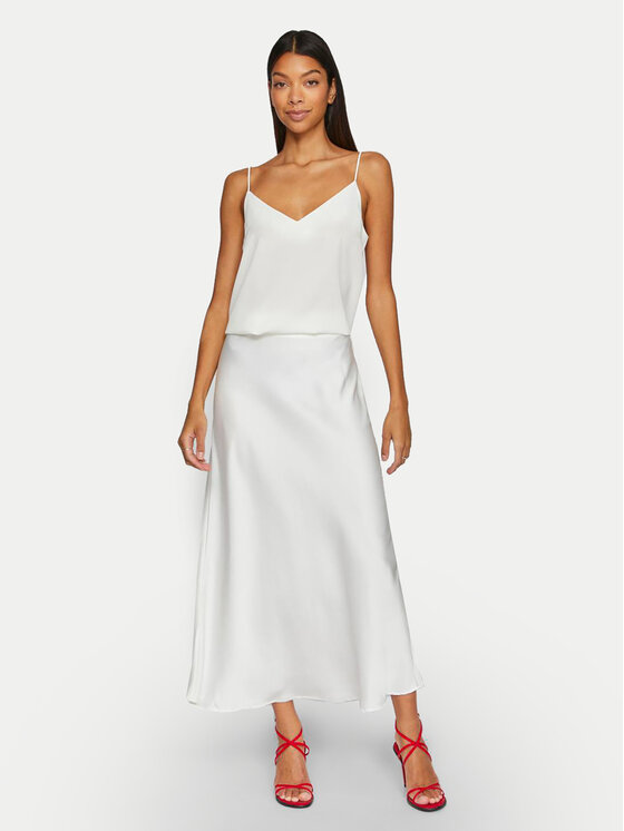Vila Vila Gonna midi Ravenna 14094125 Bianco Regular Fit