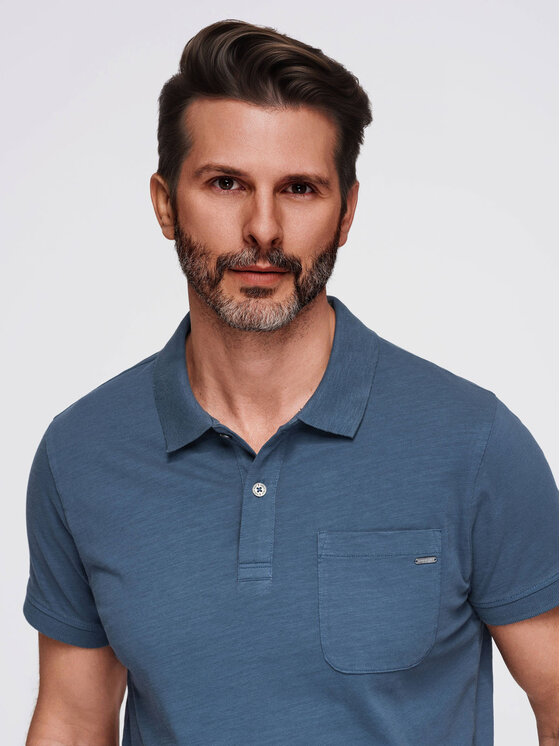 Ombre Ombre Polo OM-POWS-0142 Granatowy Regular Fit