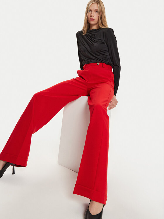 Maryley Maryley Spodnie materiałowe 24IB563/43MA Czerwony Regular Fit