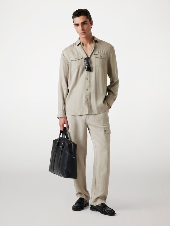 Guess Guess Koszula 177075 Beżowy Classic Fit