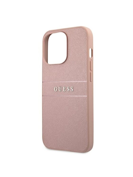 Guess Guess Etui na telefon Saffiano Strap Różowe złocenie
